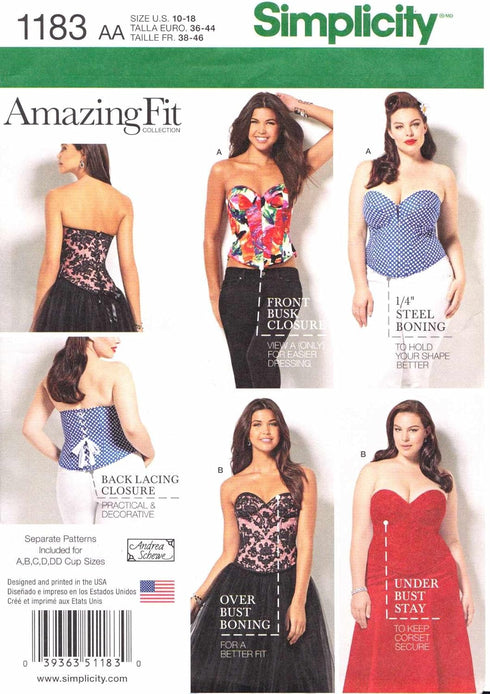 Simplicity US1183AA Plus Size Corset Sewing Pattern for Women, Sizes 20W-28W...