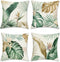 Bonhause Tropical Leaves Throw Pillow Covers 18 x 18 Inch Green Brown Leaf Decorative Pillow Cases Polyester Linen Outdoor Cushion Covers for Sofa...