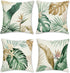Bonhause Tropical Leaves Throw Pillow Covers 18 x 18 Inch Green Brown Leaf Decorative Pillow Cases Polyester Linen Outdoor Cushion Covers for Sofa...