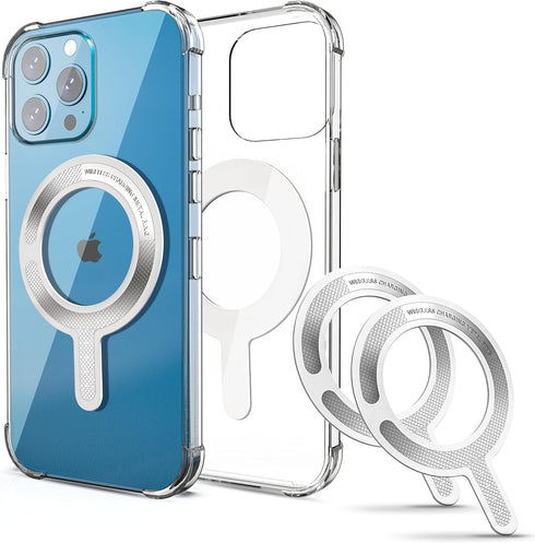 Magnetic Adapter Ring for Magsafe, Strong Adhesive Magnet Sticker Case Converter for iPhone 15/14 /13/12 Android, Metal Loop Conversion Kit for Ma...