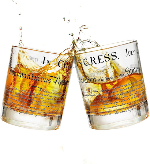 Greenline Goods Whiskey Glasses - Declaration of Independence (Set of 2) | 10 oz Tumblers - American US Patriotic Gift Set | Old Fashioned Cocktai...