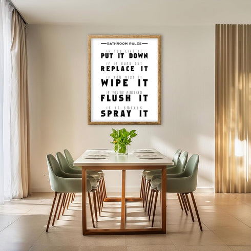 Posterizer 1 pcs-Bathroom Rules-Funny Poster-Quotes-Comedy Art-Gift For Baby Nursery, Boys, Girls, Toddlers- Bathroom, restroom Decor- unframed wa...