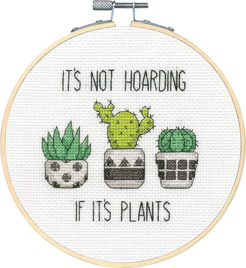 Dimensions 72-76919 Hoarding Plants Counted Cross Stitch Kit for Beginners, 6" D, 14 Cnt. White Aida, 5pcs...