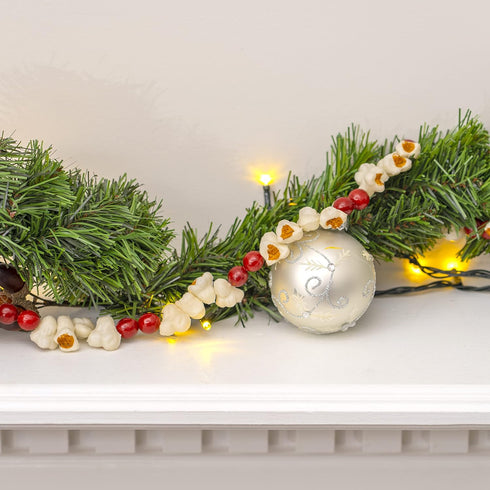 Ornativity Popcorn Cranberry Wooden Garland – Realistic Pop Corn and Rustic Red Wood Beaded Christmas Tree Decorations Garland Bead Strand...
