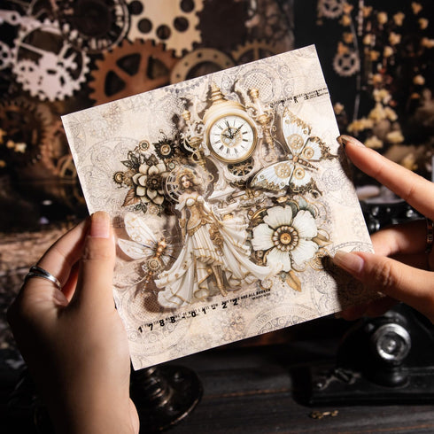 120Pcs Steampunk PET Stickers, Scrapbook Stickers Kit for Journaling, Ephemera Packs for Junk Journals, with Sticker Organizer...