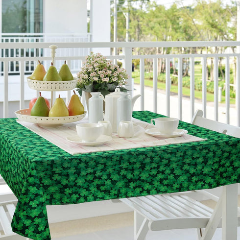 St Patrick's Day Tablecloth, St Patrick's Day Spring Tablecloth Rectangle Clover Tablecover Shamrock Green Leaves Table Runner (Shamrock,52 x 52 I...