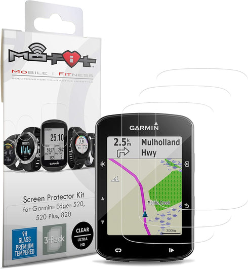 Screen Protector Kit for Garmin Edge 520, 520 Plus, 820 (Tempered Glass) 3-Pack...