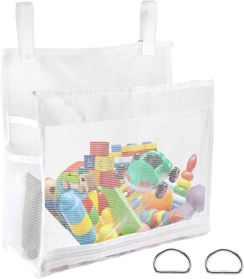Baby Bath Toy Organizer Bathtub Toy Holder Shower Caddy 14× 11 × 6 inches Toy Storage Net Bags with 2 Side Pockets Hanging bag Multi-use Bathroom ...