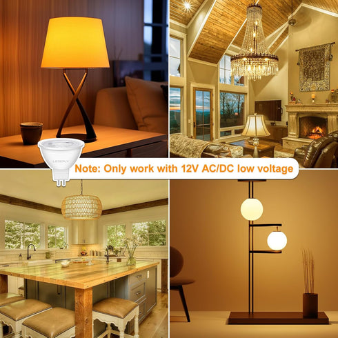 MR16 LED Bulb, 5W=50W, Non-Dimmable, 2700K Warm White, 470LM, AC/DC 12V Spotlight Bulb, GU5.3, No-Flicker, for Landscape, Recessed, Track Lighting...