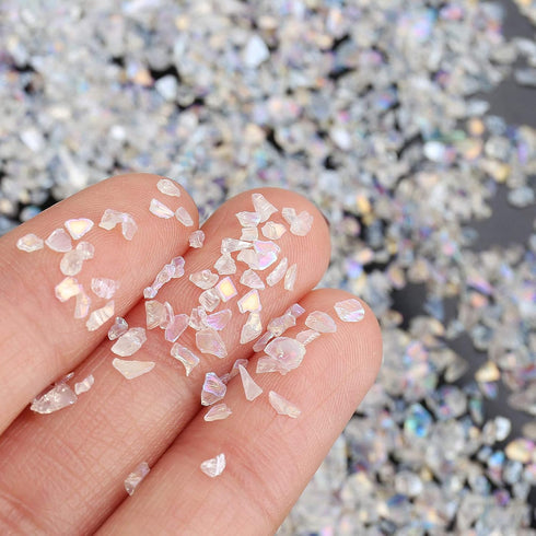 Irregular Crushed Glass Chips Sprinkles, 100g Metallic Chunky Glitter Stones for Nail Art, Resin Mold Filler, DIY Crafts, Vase Filler, Jewelry Mak...