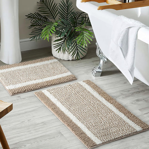 MILVOWOC Bath Mats for Bathroom Luxury Chenille Shaggy Bath Rugs Non Skid Soft Shaggy Rugs Bath Carpet Machine Wash/Dry for Tub, Shower and Bath R...
