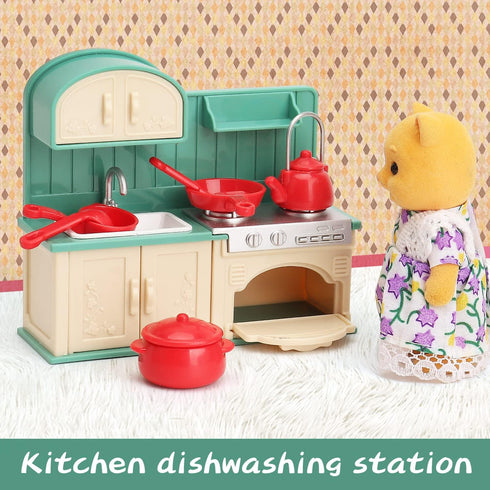 Dollhouse Furniture Set for Kids Toys Miniature Doll House Accessories Pretend Play Toys for Boys Girls & Toddlers Age 3+ with Kitchen...