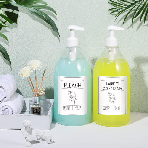 2 Pcs Laundry Soap Dispenser 64 oz Liquid Laundry Detergent Dispenser Plastic Laundry Detergent Container Fabric Softener Dispenser with Pumps Cap...