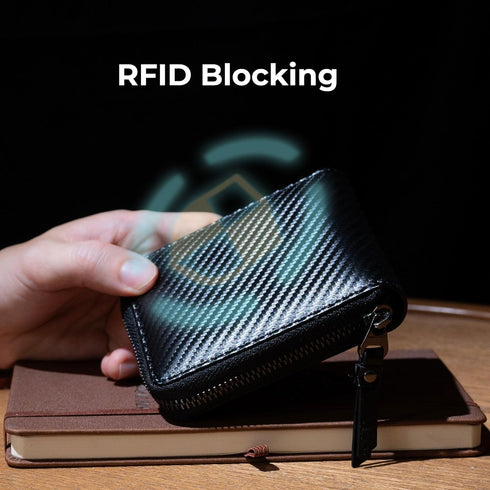 Alldaily RFID Blocking Wallets for Men with Zipper Bifold RFID Card Holder (Black & Orange)...