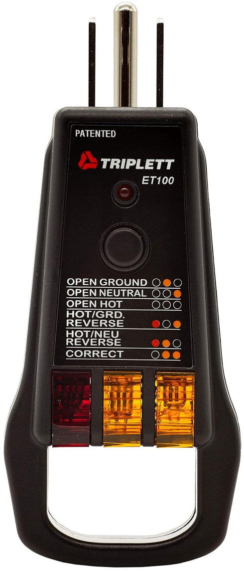 Triplett ET100 GFCI Outlet/Receptacle Tester with 5 Visual Indicators...