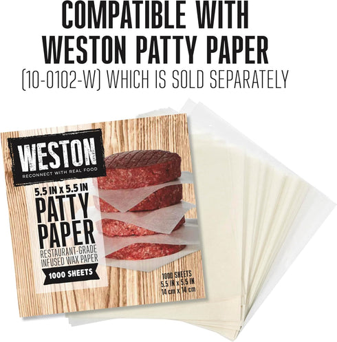 Weston Burger Press, Makes 4 1/2" Diameter Patties for Hamburger, Crab Cakes, Sausage, 1/4lb to 3/4lb, with Spring Ejector for Easy Removal, Singl...