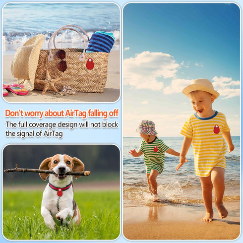 2 Pack Waterproof AirTag Holder for Kids Hidden, Anti-Removal GPS Tracker Case Compatible with Apple Airtag, Anti-Lost Silicone Protective Case wi...