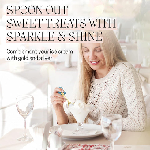 Artisan Silver Coffee Spoon with Crystal Accent - Dessert, Tea & Coffee Spoons Set of 4 - Handcrafted Coffee Spoons for Coffee Bar - Mixing & Stir...