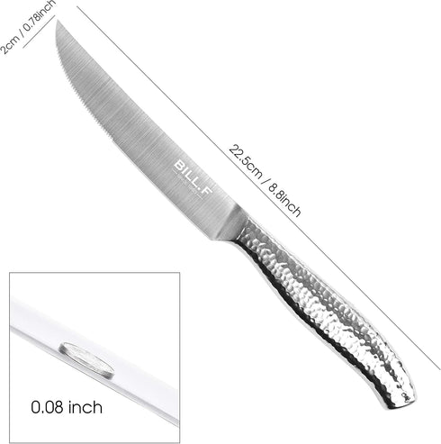 BILL.F Steak knives Serrated Steak Knife Set Stainless Steel Steak Knife Set of 4...