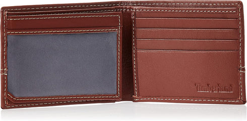Timberland mens Leather Passcase Trifold Wallet Hybrid, Cognac, One Size...
