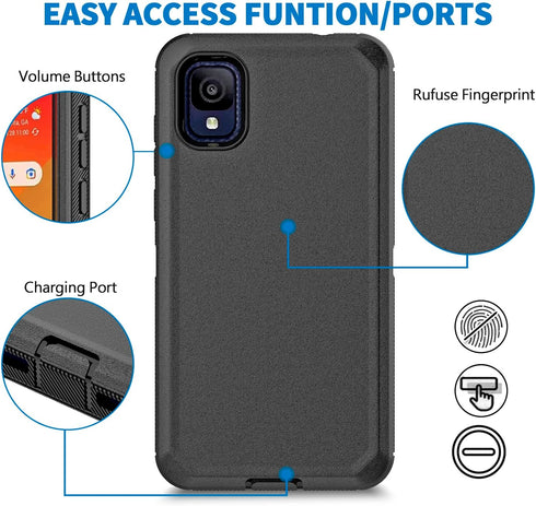 Anloes Case for TCL ION Z, Defender Phone Case Heavy Duty Shockproof Rugged Protective, 3 in 1 Bumper Cover (Black)...