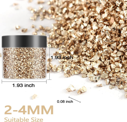 Renfio Broken Crushed Glass Glitter Shards Crush 2-4mm Irregular Small Chunky Chips 3.5 Oz (100g) High Luster Craft Sequins Gravel for DIY Phone C...