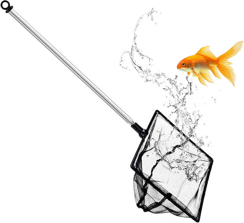 Aquarium Fish Net, 6 Inch Fine Mesh Fish Tank with Extendable 9-24 inch Long Handle...