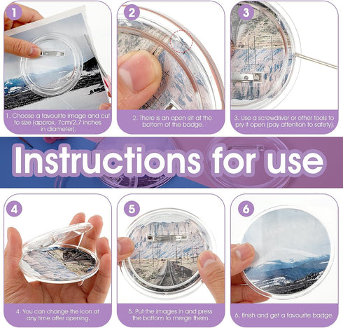 10 Pcs Blank Button Pins 2.9 inch DIY Button Pins Make Your Own Buttons Custom Button Pins with Pins Clear Picture Buttons Badges Kit for Crafts C...