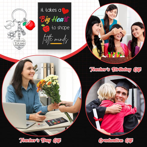 Yinkin Teacher Appreciation Gift Set Teacher Inspirational Notebook and Teacher Keychain with Initial (Initial B Style)...