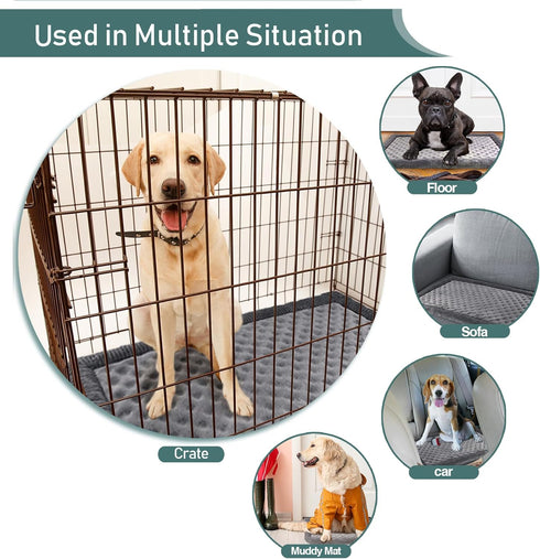 Dog Crate Pad 24x17 inch Gray Memory Foam Dog Bed Mat for Small Dog Cat Grey Washable Puppy Sleeping Bed Anti Slip...