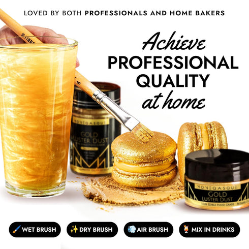 MONÉGASQUE Gold Edible Glitter for Drinks 15g – Edible Glitter for Cakes & Cocktails - Gold Luster Dust for Cocktail, Halloween Food Decorations, ...