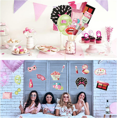 Konsait 26 PCS Spa Party Photo Booth Props, Kids Spa Party Supplies for Girls Women, Spa Party Decorations, Spa Birthday Party Supplies for Girls,...