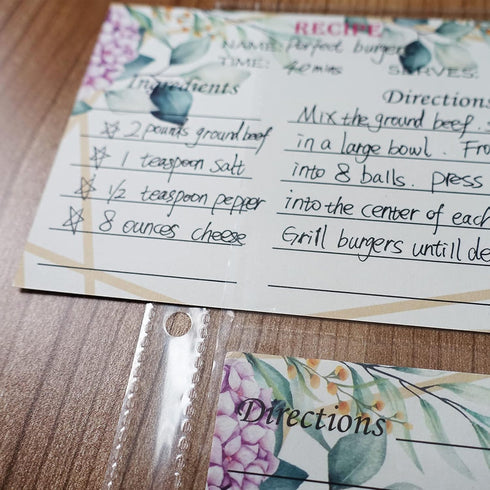 Recipe Card Page Protectors, Mini Recipe Card Sleeves for 8.5 x 9.5 3-Ring Binder, 2 Pockets Per Page, Recipe Binder Refill Pages (50 PCS, 4x6 Inc...