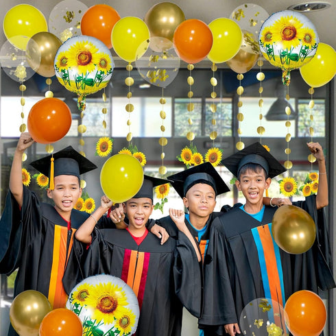 Cheerland 35pcs Sunflower Party Balloon Garlands Latex Foil Balloons Circle Sunflower Banners for Themed Kids Birthday Fall Bridal Baby Shower Sum...