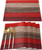 Vandarllin Christmas Red Brown Placemats Set of 6, Retro Rustic Barn Wood Texture Polyester Stain Resistant Table Mats Washable Placemat Decoratio...