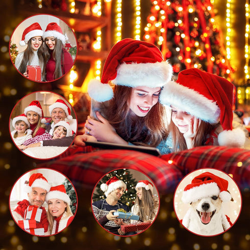 RJVW Christmas Santa Hat for Adults, Unisex Velvet Classic Holiday Santa Claus Hat for New Year Party Headwear...