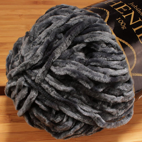 JubileeYarn Chenille Yarn - 100g/Skein Worsted Weight - Storm - Dark Grey - Smokey Mid Grey Velvet - 2 Skeins...