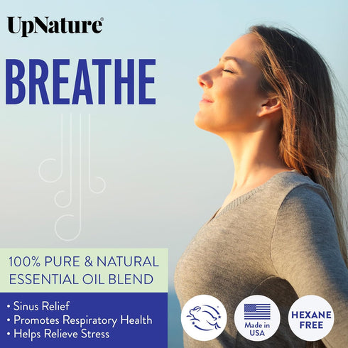 UpNature Breathe Essential Oil Blend - Essential Oils for Diffusers for Home and Humidifiers - Aromatherapy Oils for Breathing Comfort, 2oz...