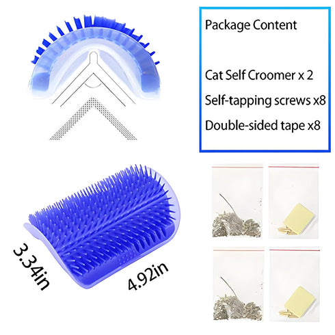 Cat Self Groomer with Catnip, Cat Self Grooming Wall Brush Cat Corner Scratcher Face Massage Comb (Upgrade 2 Pack)...