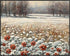 Posterizer 1 pcs-snowy winter flowers scene in oil painting style-3-Landscape & Nature Art-Floral & Botanical Art- Dining Room Decor- unframed wal...