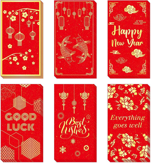 Henoyso Chinese Red Envelope Chinese Red Money Envelopes 2024 New Year Envelopes 3.5 x 6.7'' CNY Red Pocket Envelopes Hongbao for Spring Festival ...