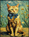 Posterizer 1 pcs- Orange cat sitting on the ground with a blue bow tie-Art for Animal Lovers-Floral Botanical Art- Gift for Men Women Teens-Decor ...