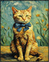 Posterizer 1 pcs- Orange cat sitting on the ground with a blue bow tie-Art for Animal Lovers-Floral Botanical Art- Gift for Men Women Teens-Decor ...