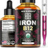 Liquid Iron Supplement for Women & Men with Vitamin B12 5000mcg - Free Blood Builder for Anemia - Liquid Vitamin B12 Drops for Adults with MCT Oil...
