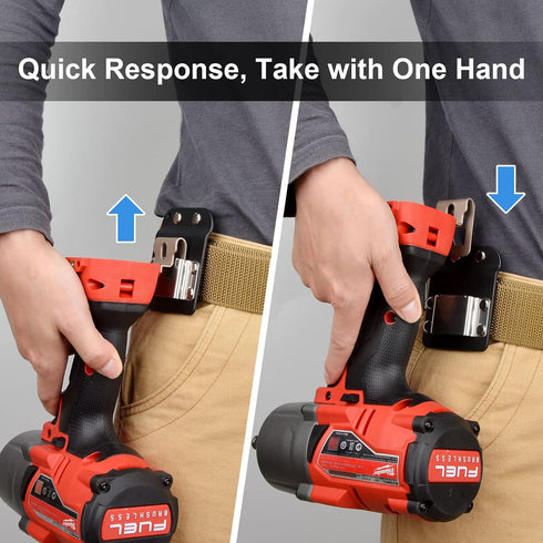 DrillCatcher, Drill Holder for Tool Belt, Up to 2" Belt, Quick Response Low-Profile Drill Clip, Compatible with Impact Driver, Nailer...