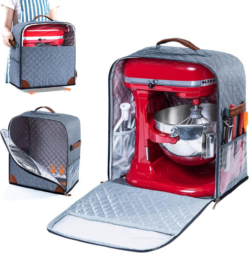 BAGSPRITE Stand Mixer Cover with Appliance Sliders Base Compatible with KitchenAid Mixer-Storage Bag for 4.5/5 Quart with Pockets for Kitchen Aid ...