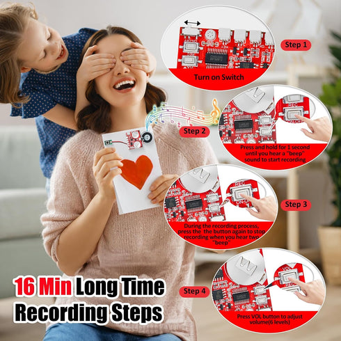 Sound Module, JRGKJCP 16MB Push Button & Magnetron & Light Control Activated Recordable Voice Sound Chip Module with Light Strip & Speaker, for Gr...