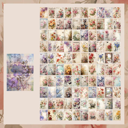 100Pcs Scrapbook Craft Paper Kit for Scrapbook Journaling Supplies?Flower Craft Supplies Materials Decoupage Paper for Scrapbooking Supplies?Bulle...