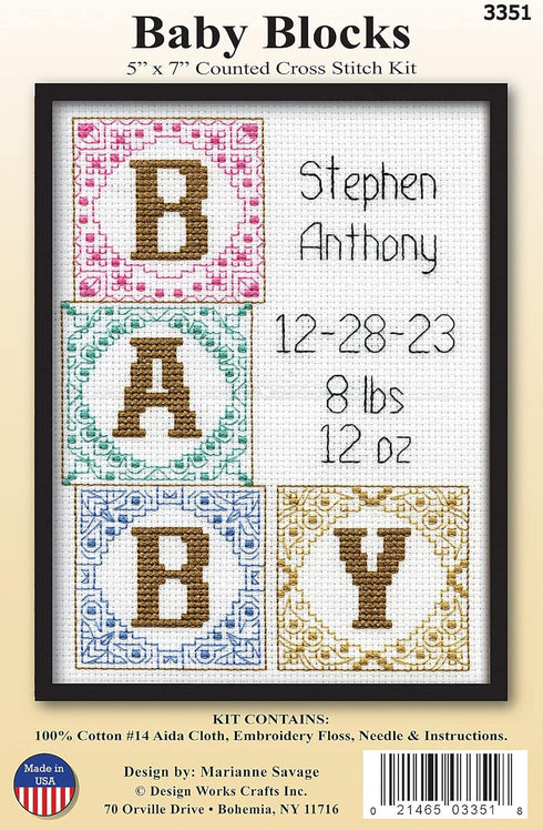 Design Works Crafts Baby Blocks Counted Cross Stitch Kit...