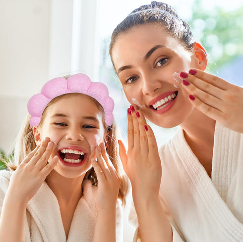 Spa Headbands and Wristband Set for Women Washing Face or Skincare,Puffy Make Up Headbands Combo,Cute Bubble Headband, Terry Cloth Bubble Soft Hea...